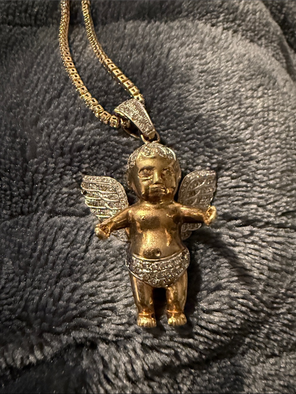 10k Gold Cherub Pendant  with Diamonds Women's Jewelry